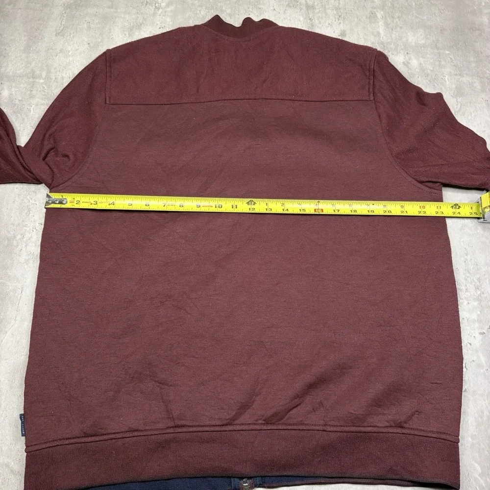 Ted Baker London Mens Size 6 Burgundy Zip Up Bomber Sweater Jacket Fleece